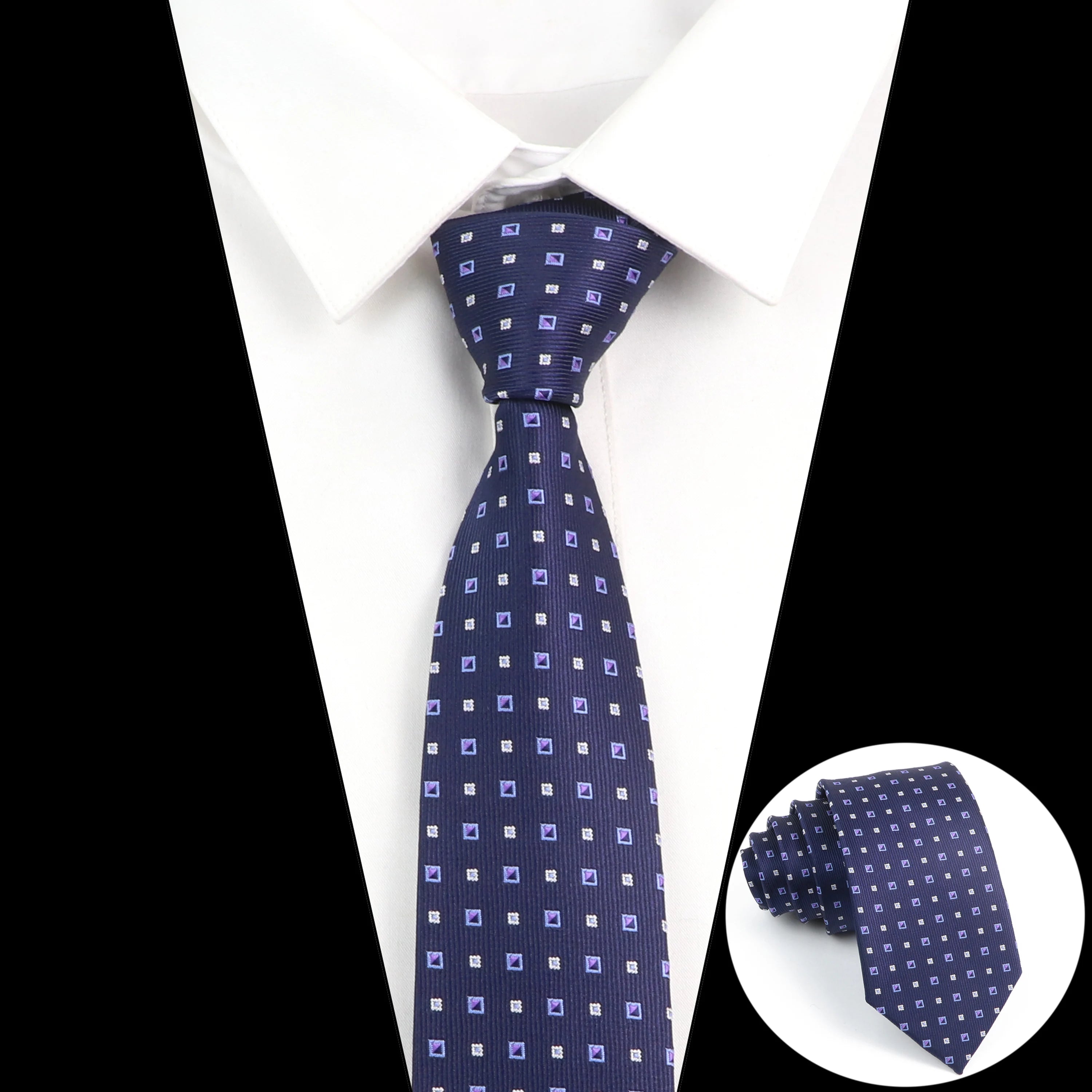 Tie Men Gravatas Wholesale Fashion Woven Luxury Necktie Dark Grey Dot Qme