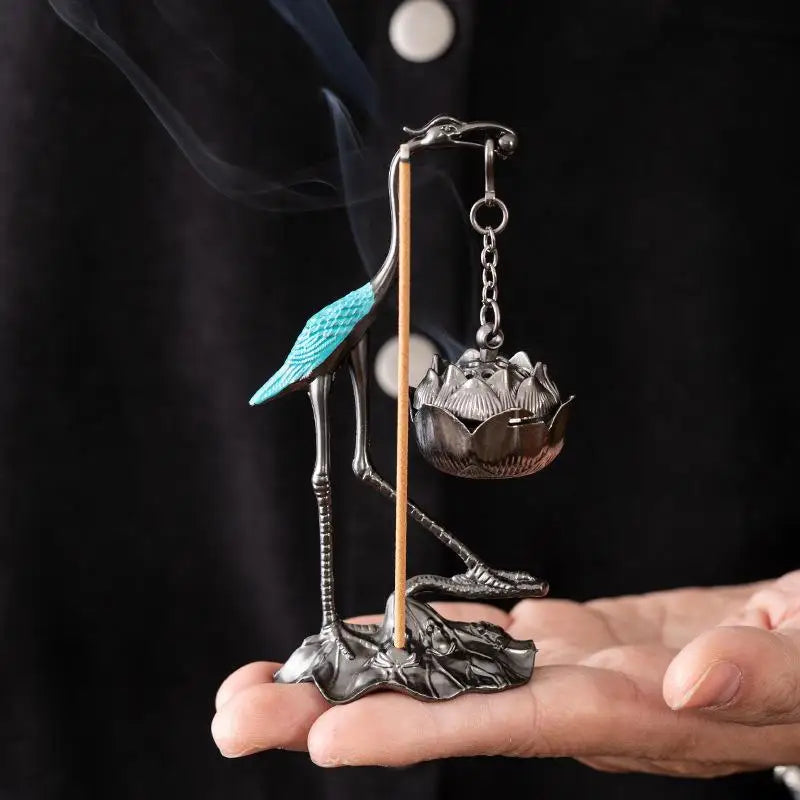 Chinese Incense Burner Zinc Alloy Good Symbolism Holder Accessories Qme