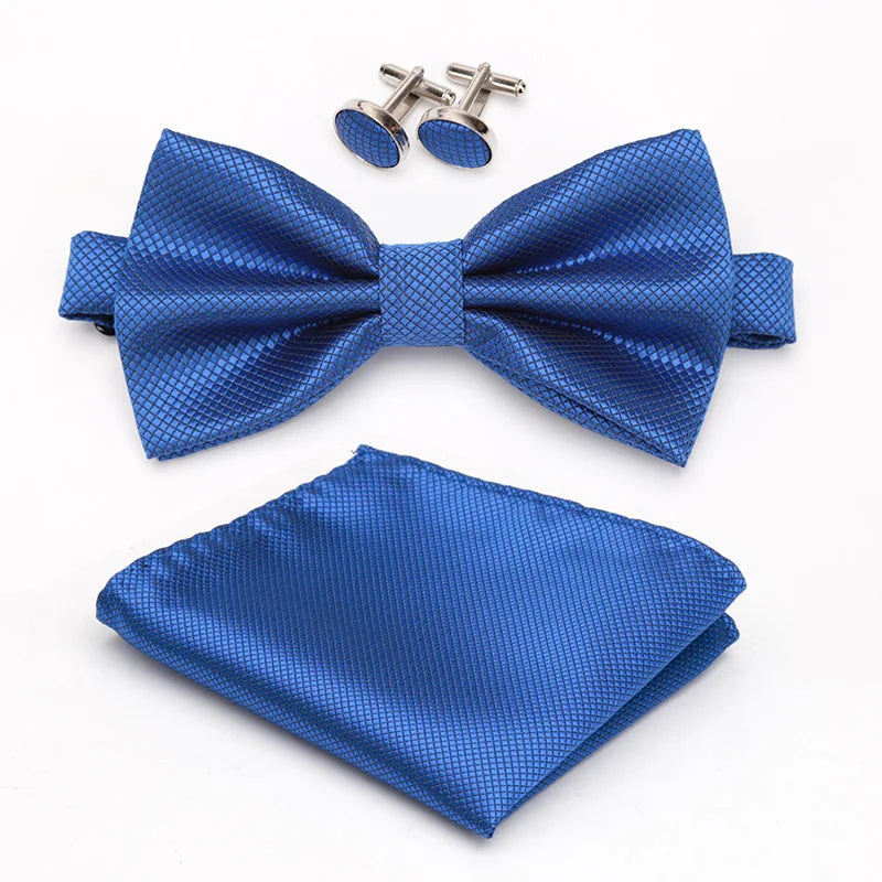 Men Bowtie Plaids Classic Fashion Wedding Party Formal Cufflinks Bow Qme ROYAL BLUE
