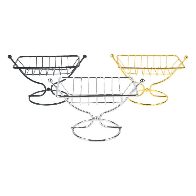 Square Metal Soap Dish Holder Rustproof Wire Rack Creative Draining Qme