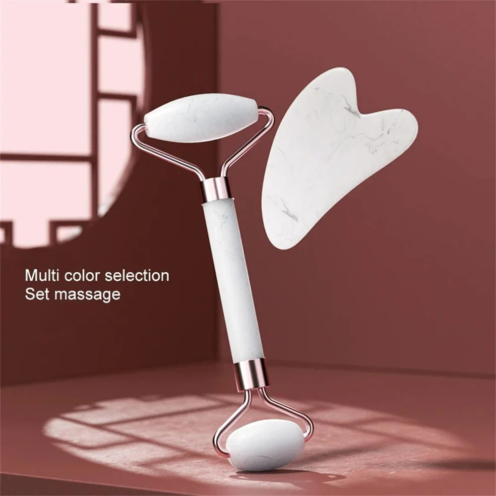Facial Massage Roller With Gua Sha Stone Multifunctional Massager For Body Eye Acupoint Relief Anti-Aging Daily Skin Care Tools Qme
