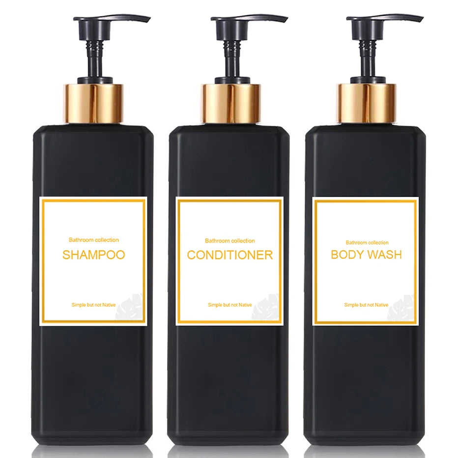 Plastic Pump Refillable Bottles for Shampoo Conditioner Body Wash Bathroom Shower Dispenser 500ML/16.9oz Empty Refill Container Qme 3pcs black 500 ml