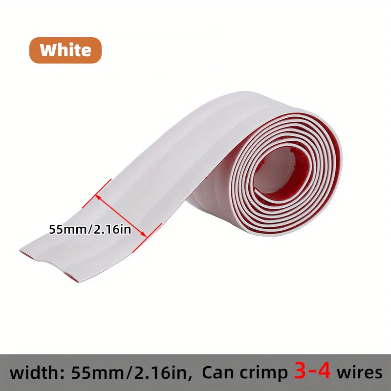 Cable Protector Self-Adhesive Wear Resistant Wire Protection Strips Prevent Trip Floor Cable Cover Cord Insulation Organizers Qme White-5.5cm 1M