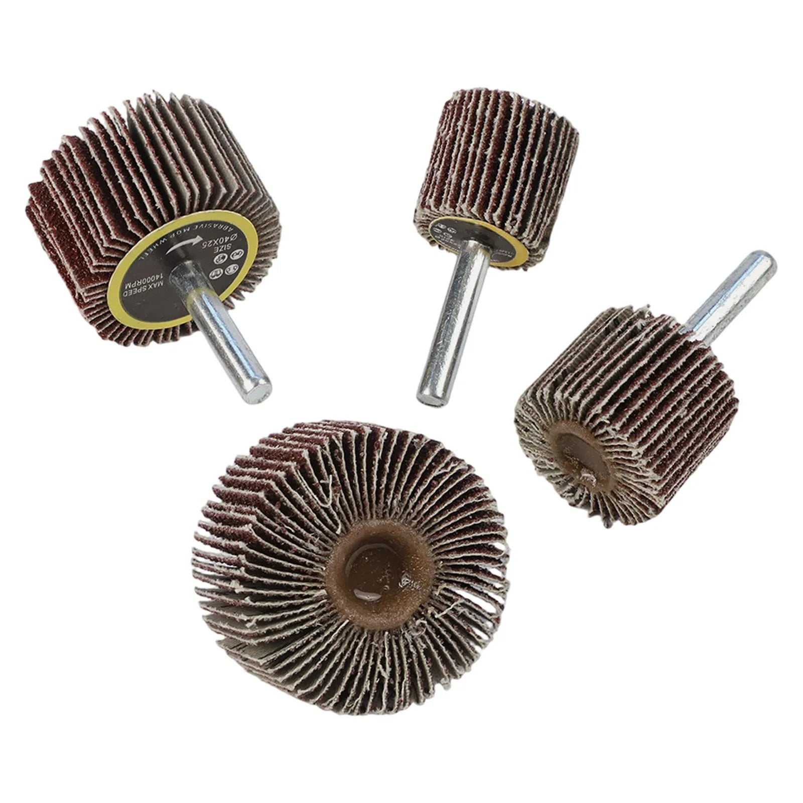 4pc Emery Cloth Sanding Flap Wheel 80Grit With 6mm Mandrel Rod Abrasive Sandpaper Polishing Tools 25 30 40 50mm For Rotary Tool Qme