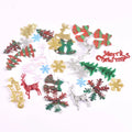 50Pcs Cute Glitter Elk Snowflakes Christmas Tree Patches For Clothes Stick-On Appliques DIY Kids Hairpin Bowknot Accessories Qme random mix