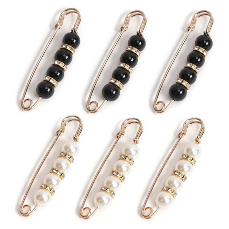 Women Fashion Pearl Brooch Waist Cinching Adjustable Skirt Anti-slip Qme A3
