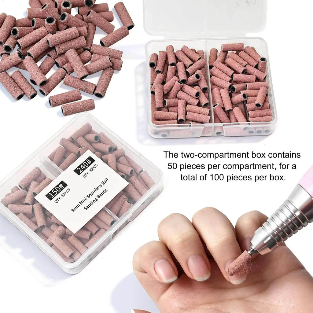 50pcs Nail File Sanding Bands Nail Drill Bits Sanding Bands for Electric Machine File Grinder Sand Band Nails Gel Polish Remove Qme