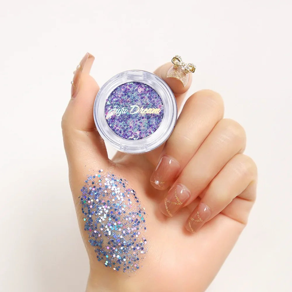 Monochrome Glitter Eyeshadow Mermaid Shimmer Compact Portable Qme 03