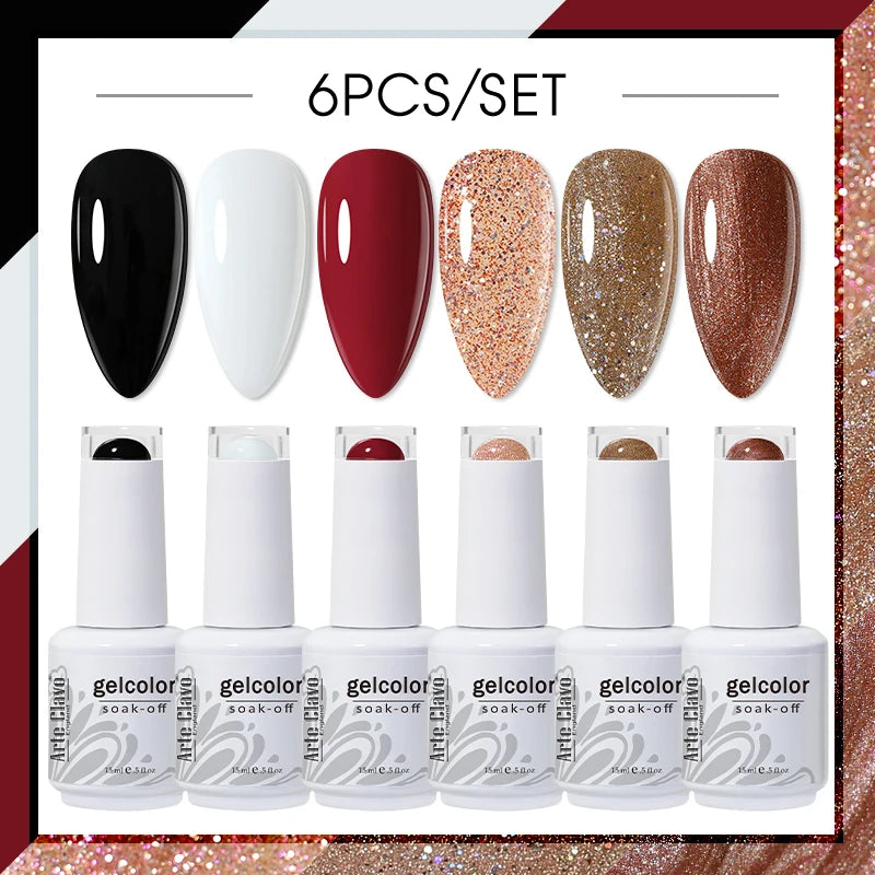 Arte Clavo Glitter Semi Permanent Nail Art LED UV Gel Polish Sparkly