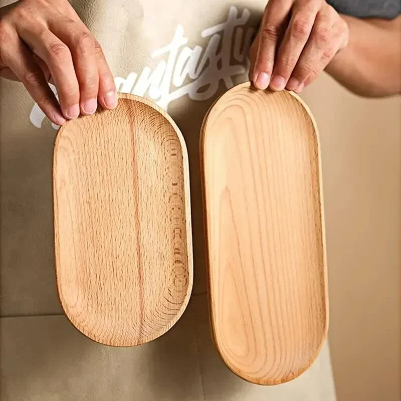 Japanese-style Tableware Solid Wood Dessert Plate Wooden Tray Snack Qme