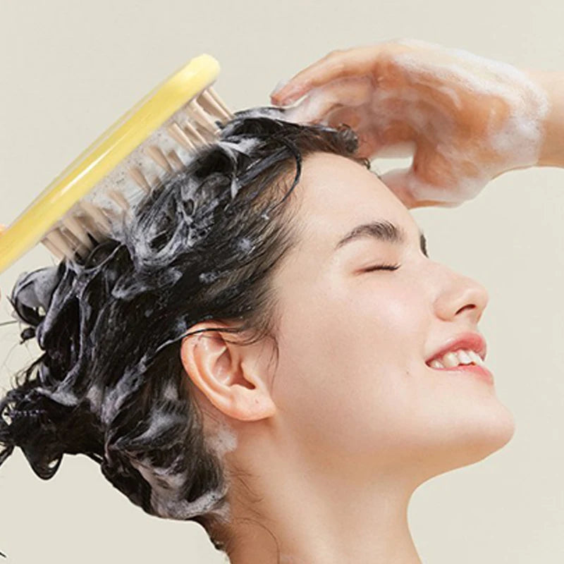 Shampoo Comb Coarse Teeth Long-handle Silicone Massage Tool Fluffy Qme