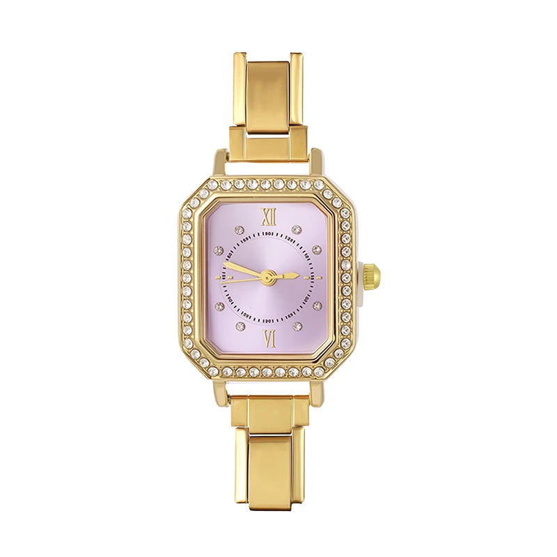 Y2K Colored Dial Fashion Women's Stainless Steel Zircon Square Watch DIY 9mm Width Bracelet Head ForParty Friend DIYJewelry Gift Qme No watch strap-S 3