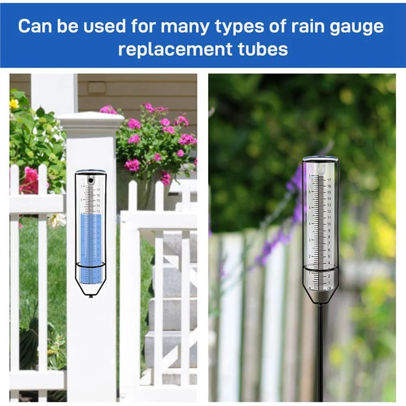 A02F-4Pcs Plastic Rain Gauge Replacement Tube With 7 Inch Capacity Rain Water Gauge For Garden Yard Outdoor Qme Transparent NONE