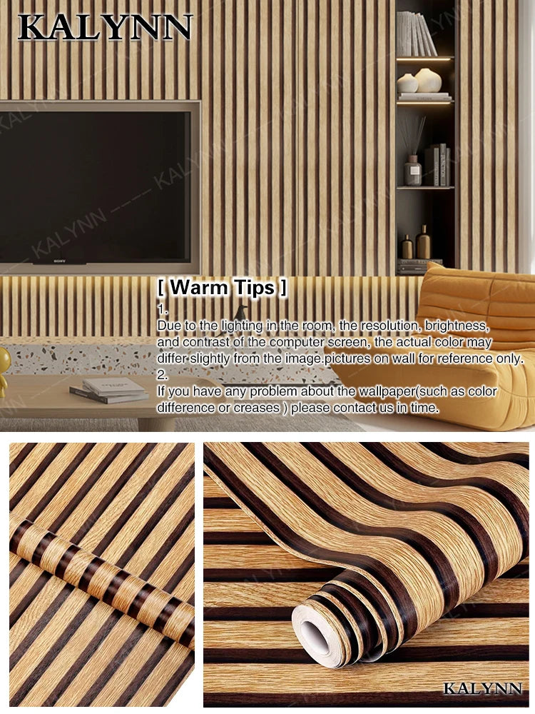 Wood Slat Self Adhesive Wallpaper Vinyl Decorative Peel Stick Contact Qme