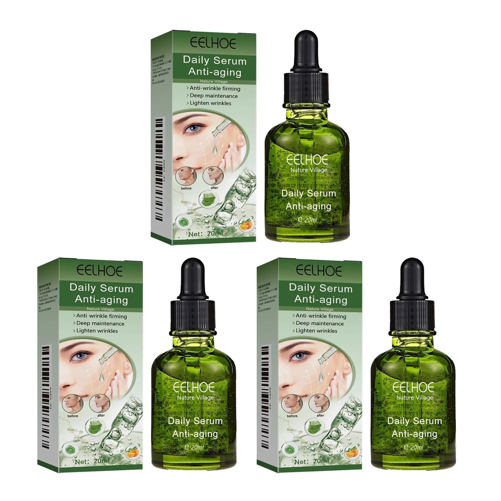 Daily Serum Lifting Firming Skin Fade Fine Line Wrinkles Essence Shrinking Pores Brightening Moisturizing Nourishing Skin Care Qme 3Pcs