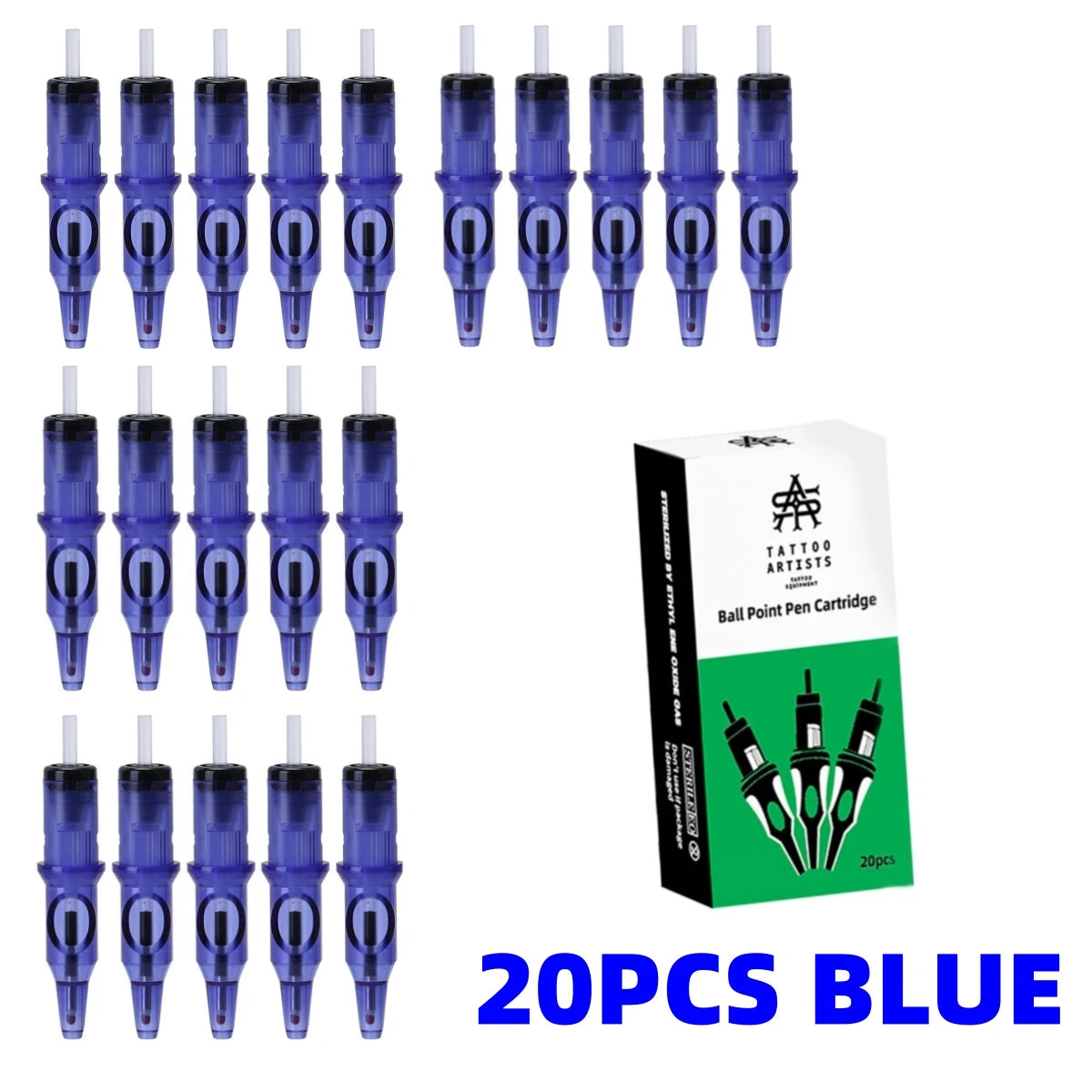 5/10/20PCS Tattoo Cartridge Needles Ballpoint Pen Drawing for Tattoo Pen Machine Tattoo Design Supply Qme 20 Blue With Box