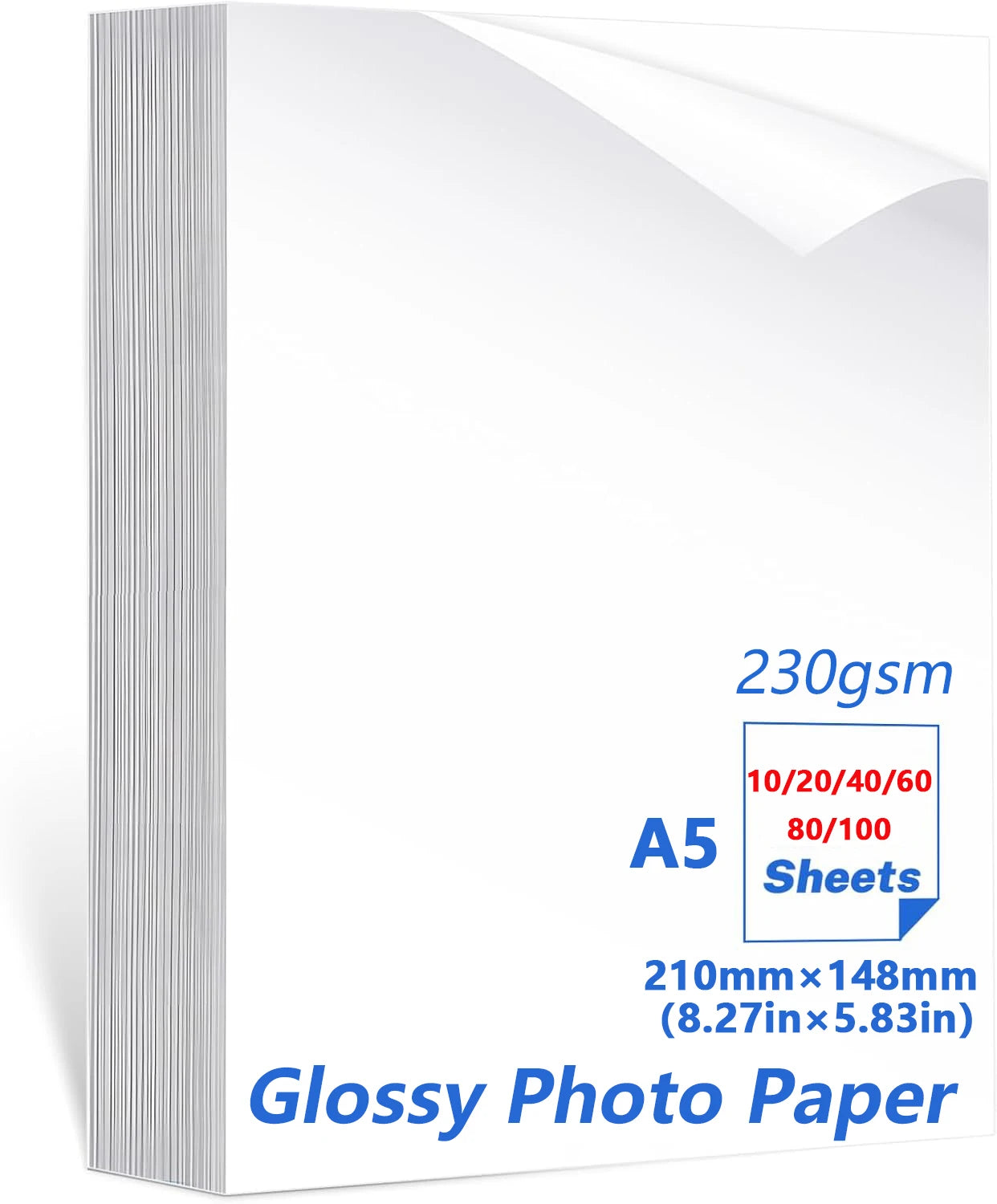 A3/A4/A5 Photo Paper 20Sheets, Waterproof Glossy for Photo Paper,230gsm Card Paper Inkjet Photo Paper Qme A5 230g 20Sheets