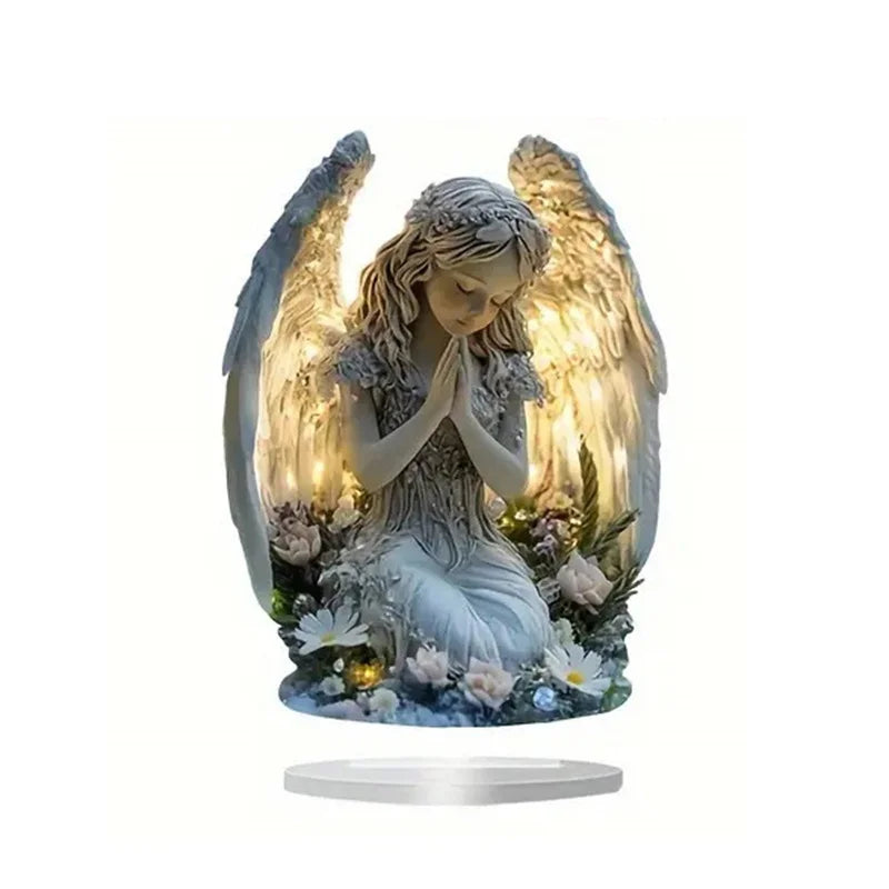Radiant Praying Angel Statue Calming Warm Perfect Home Office Cafe Qme