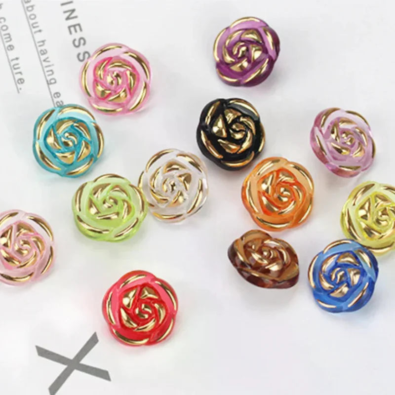 Pcs Durable Acrylic Buttons in Rose Design for Clothing Crafting Qme