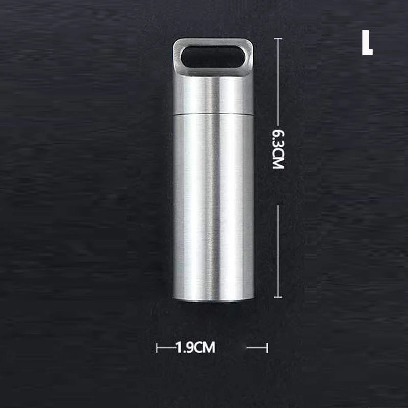 Mini Stainless Steel Sealed Capsule Waterproof Pill Box Camping Qme L