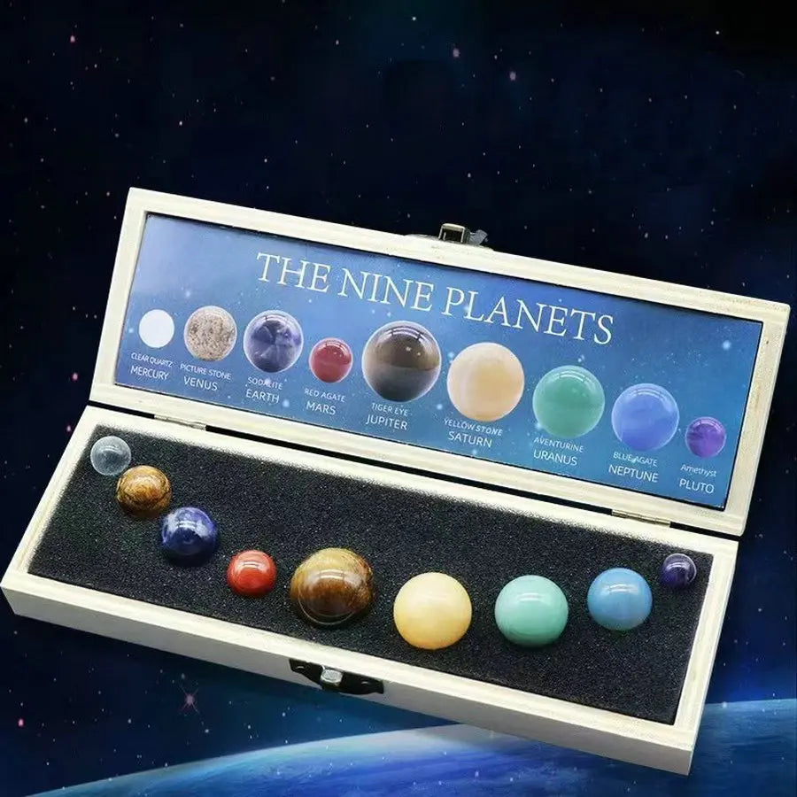Crystal Sphere Ball Kit 9 Planets Solar System Gemstones Sphere Galaxy Universe Model Celestial Creative Gift Home Jewerly DIY Qme