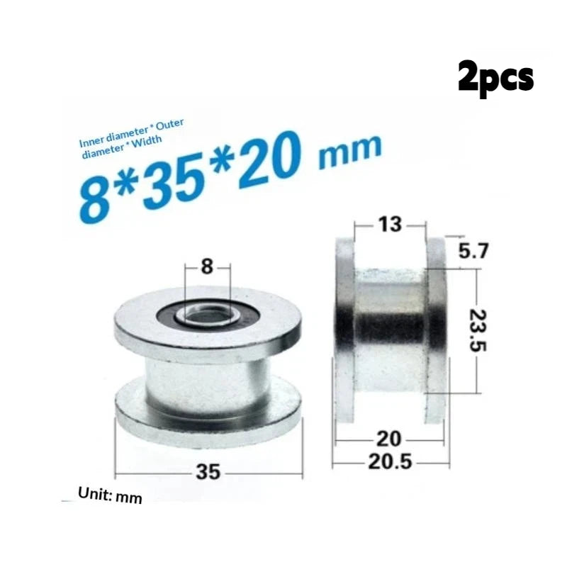 1 M8 M10x35x20mm H-groove Pulley Belt Groove Roller 6000-2RS Bearing Qme 2Pcs 8x35x20