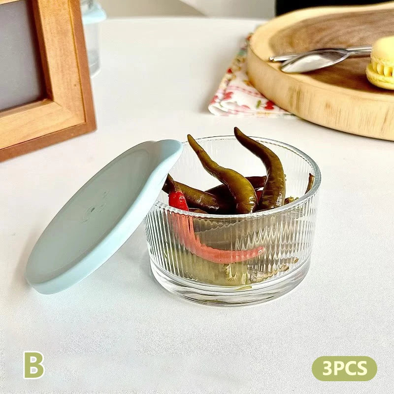 1/3PCS 200ML Glass Storage Jars Transparent Thicken Glass Storage Containers Multifunction Fresh-keeping Mini Clear Jars Kitchen Qme 3PCS B