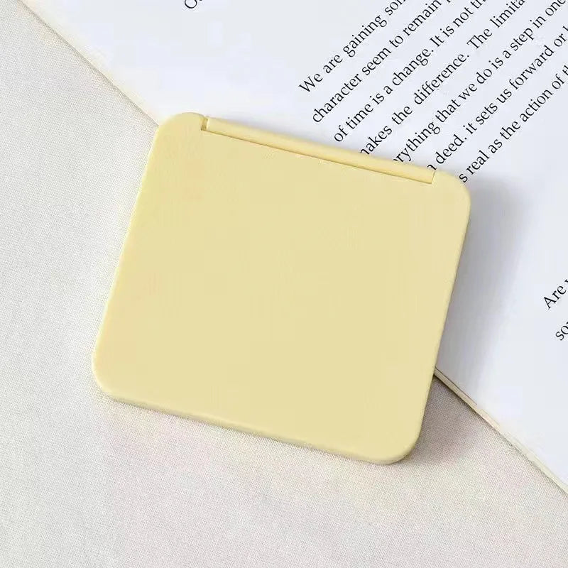 2-Face Makeup Mirror Square Portable Cute Girl's Hand Mini Pocket Qme Yellow China Mainland