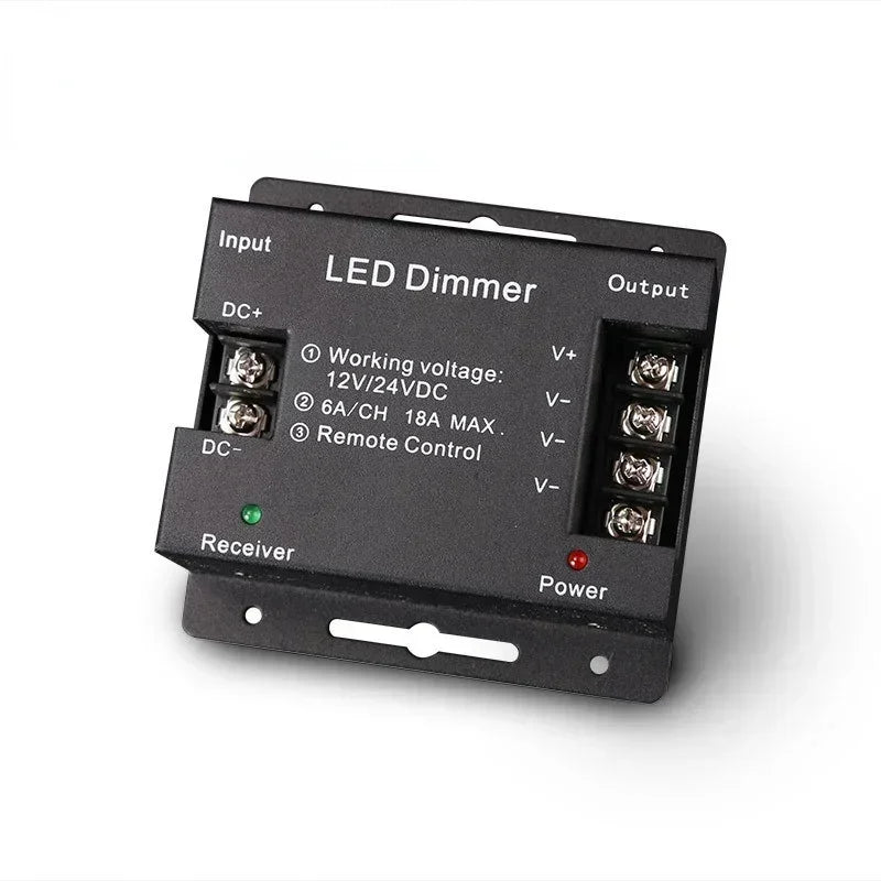 Dimmer RF Touch Remote Control for Single Color Light Lamp Bulb Strip Driver, 12V 24V DC 432W 6A/CH, LED Controller Qme