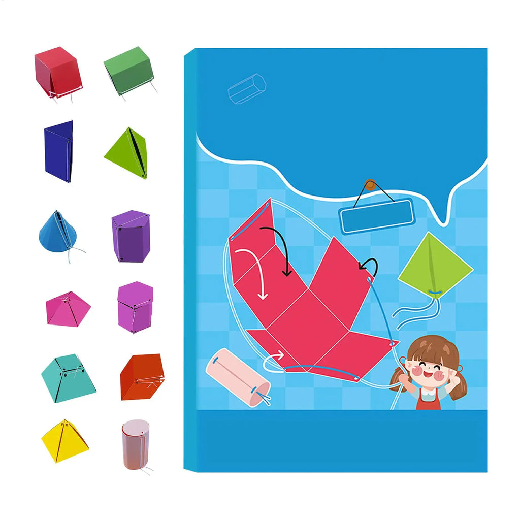 Geometry Learning Aids 3D Geometry Learning Book with Pull String Educational Space Thinking Training Game for Kids Girls Boys Qme