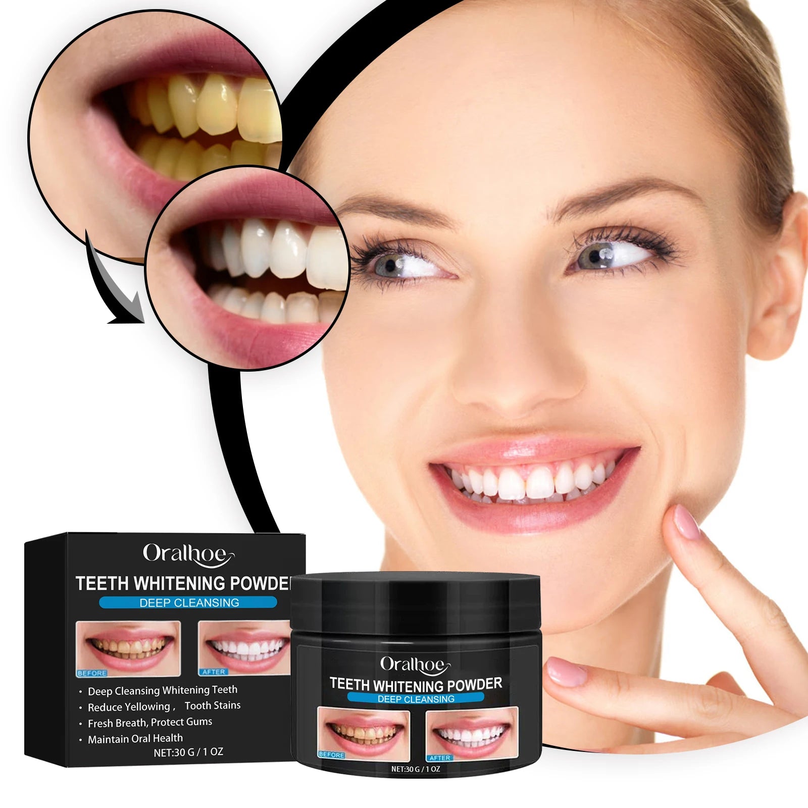 Charcoal Whitening Teeth Powder Cleaning Dental Calculus Stains Improve Tooth Yellow Remove Bad Breath Bright White Toothpaste Qme