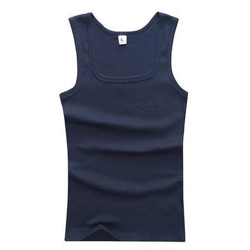 Men Solid Tank Top Breathable Sport Vest Quick-drying Keep Fit Shirt Sleeveless Square Neck T-shirt Running Fitness Clothing Qme NV M