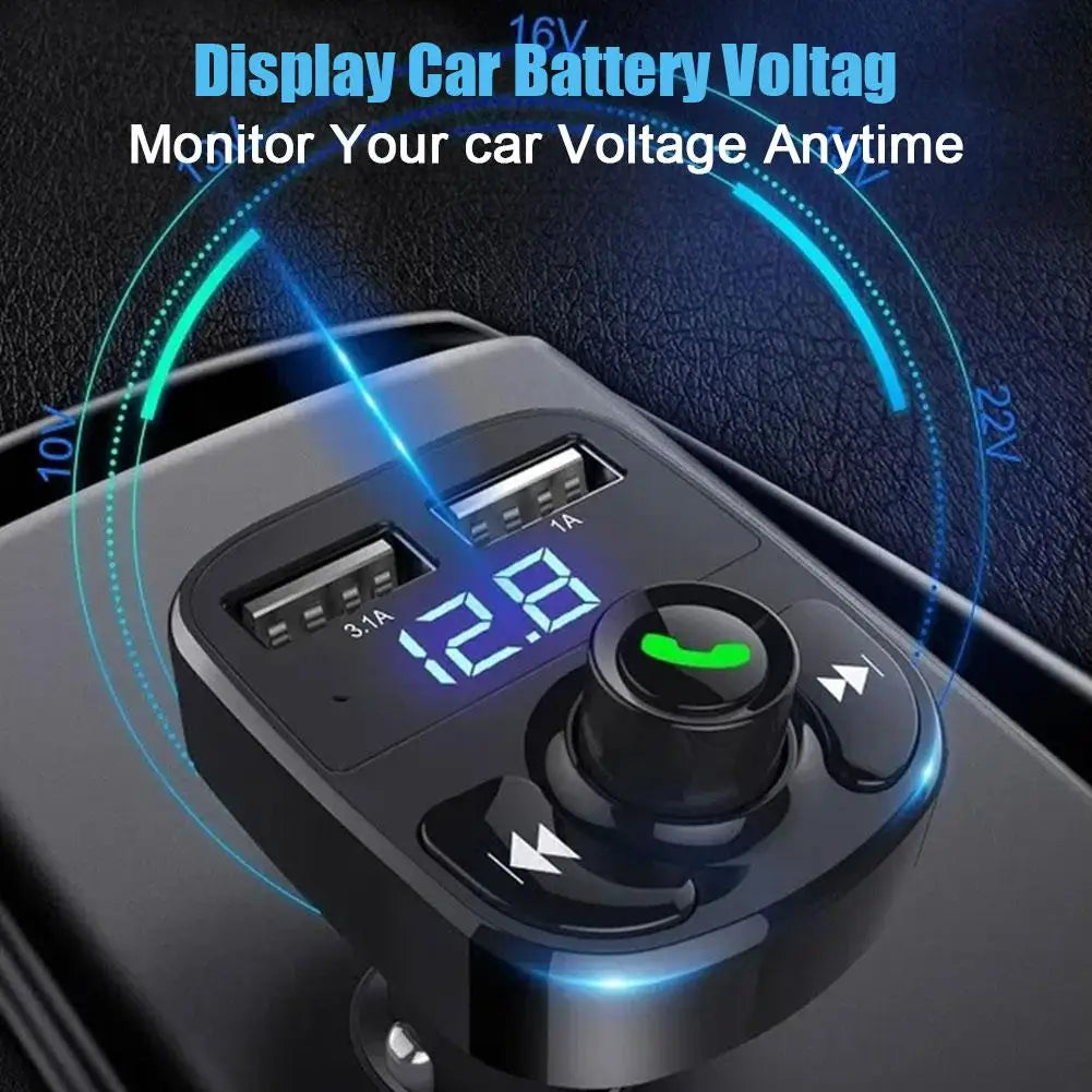 NEW Car Charger FM Transmitter Bluetooth Audio Dual USB Car MP3 Player autoradio Handsfree Charger 3.1A Car Accessories Qme