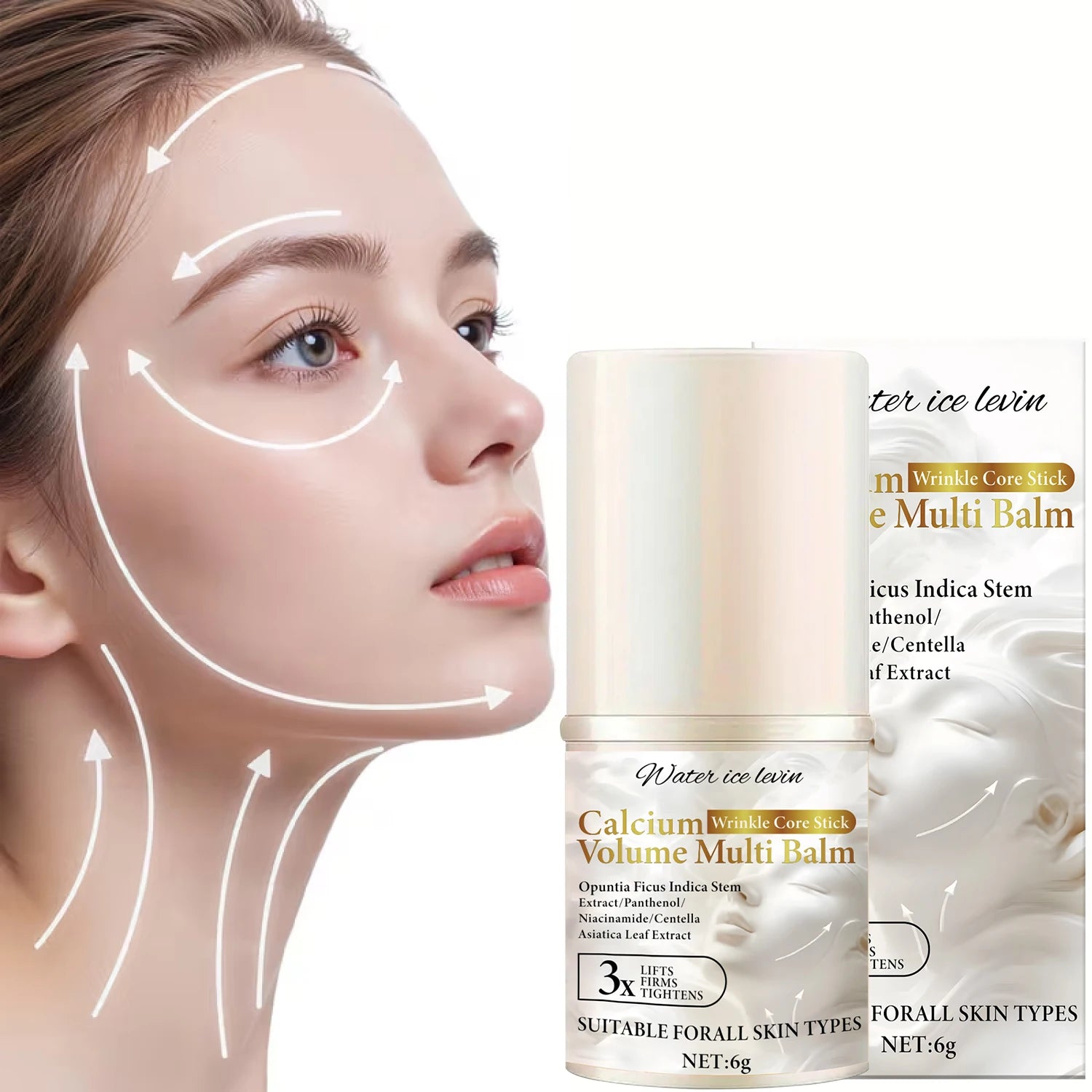 Bee Venom Neck & Facial Care Stick - Calcium Wrinkle Core & Volume Multi Balm with Collagen & Plant Extracts. Qme