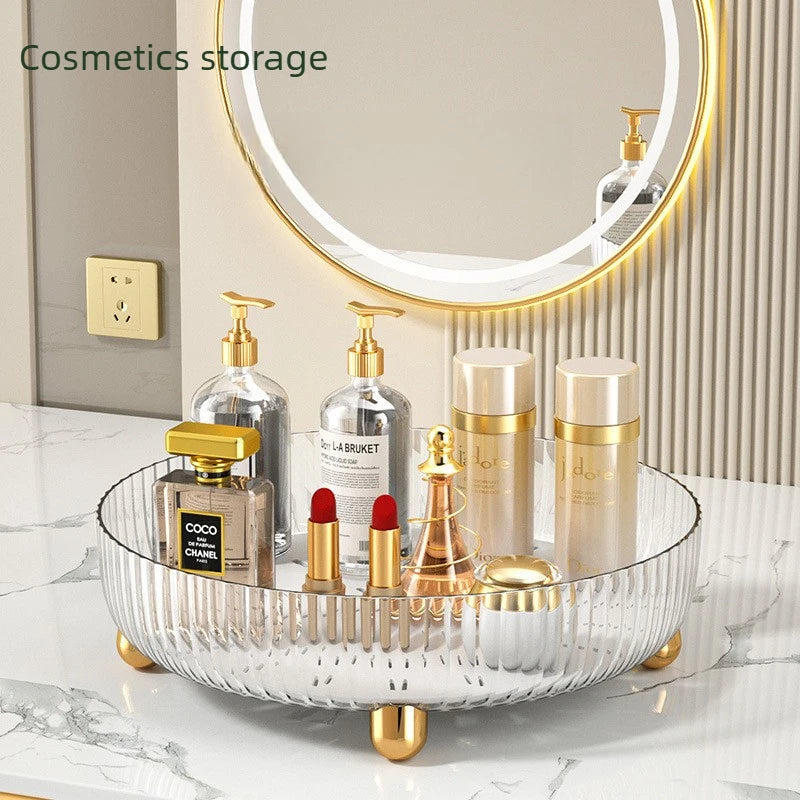 Luxury Plastic Rotating Organizer Cosmetic Storage Box Fruit Tray