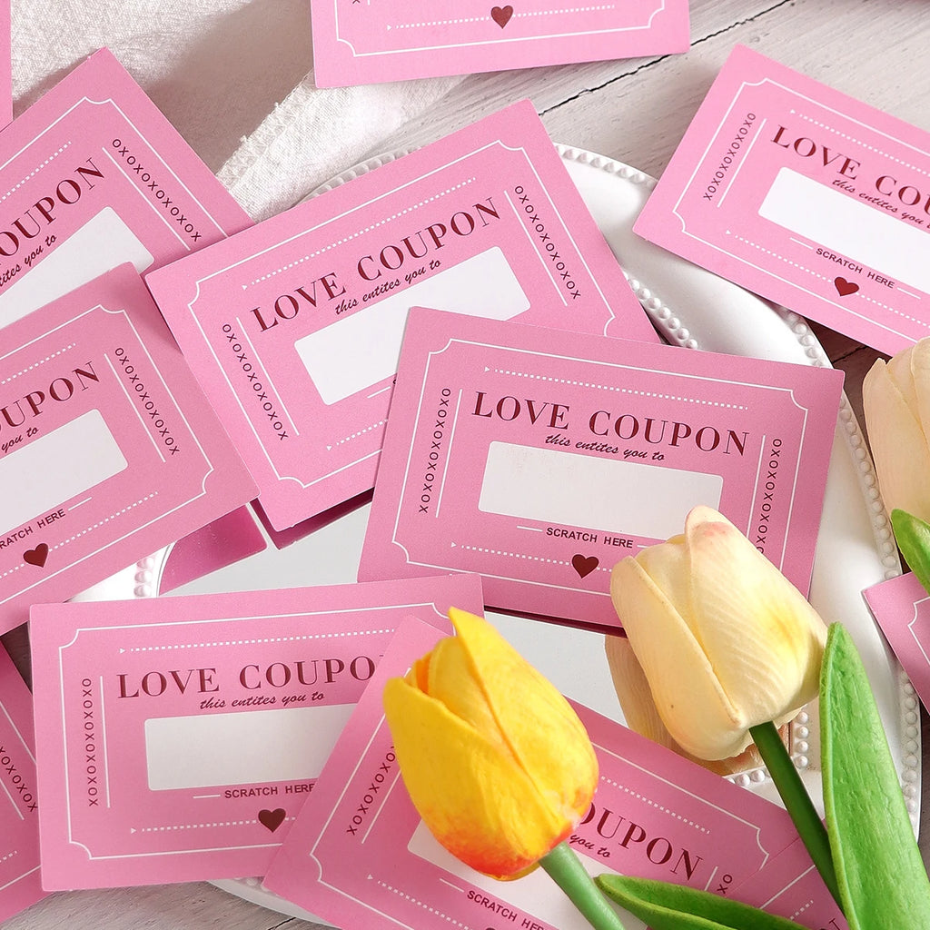 10Pcs/20Pcs Scratch-Off Love Coupons Couple Scratch Off Cards Valentine's Day Wedding Anniversary Creative Gifts Qme