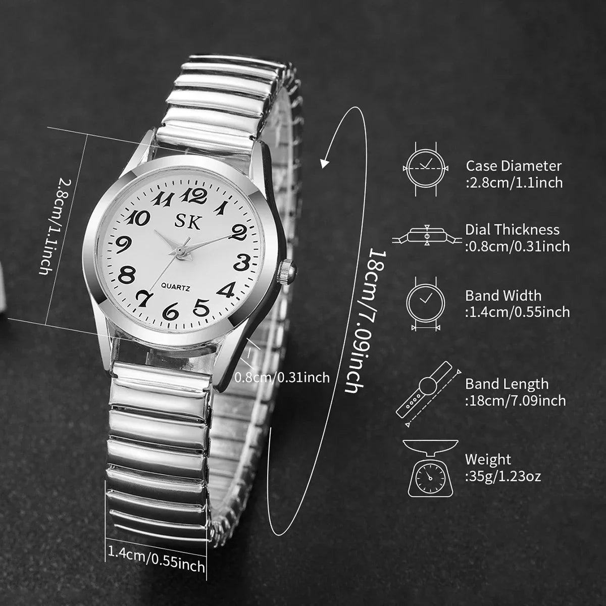 3 pçs/set relógios femininos moda pequeno mostrador liga elástica relógio de quartzo meninas reloj mujer (sem caixa) Qme