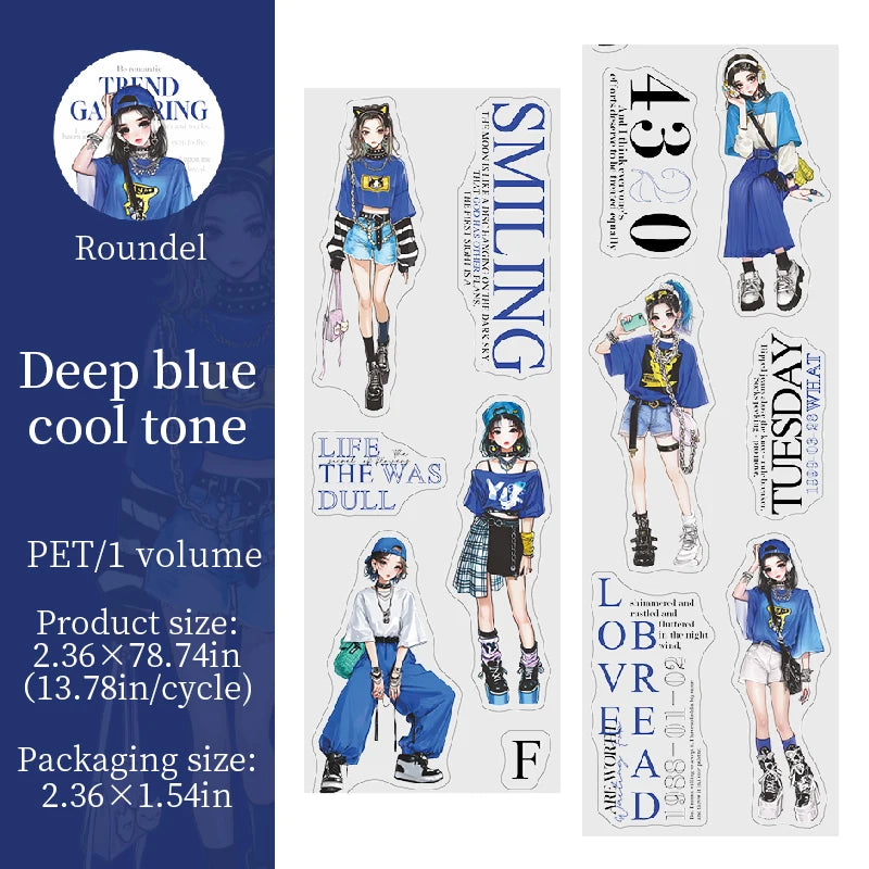 Trendy Character Outfit Washi Tape & Stickers | Scrapbook & Collage Decorations, Perfect for Gifts & Art Collections Qme A