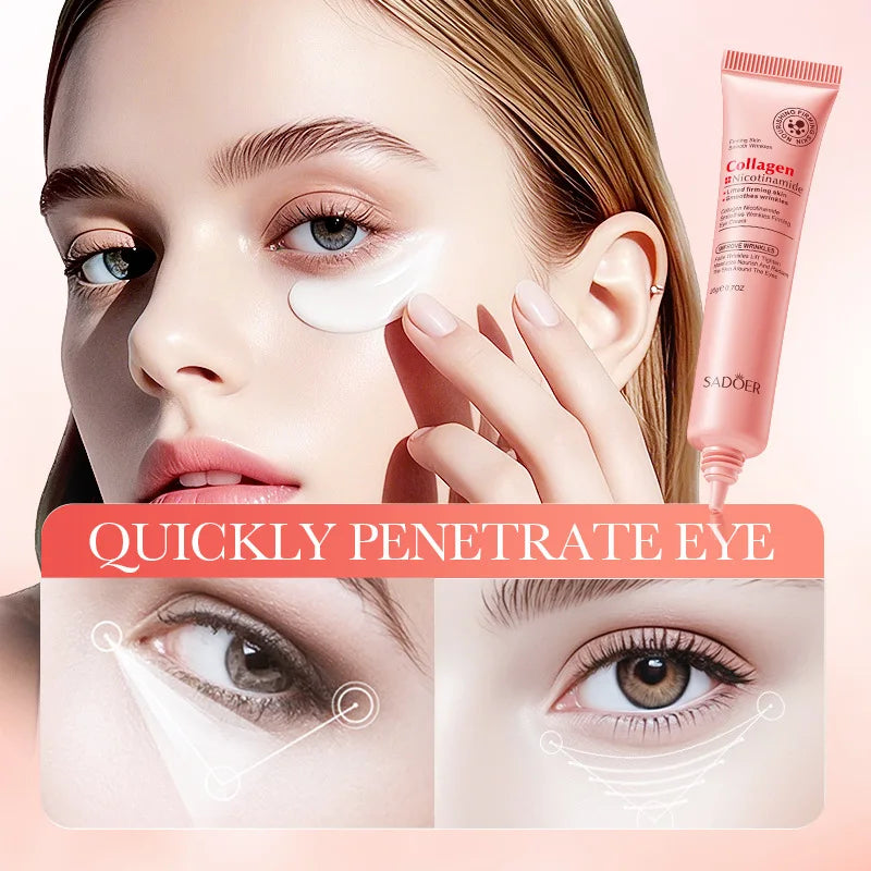 Instant Wrinkle Remove Eye Cream Collagen Reduce Fine Lines WrinklesEye Bags Dark Circle Puffiness Moisturizing Firming Eye Care Qme