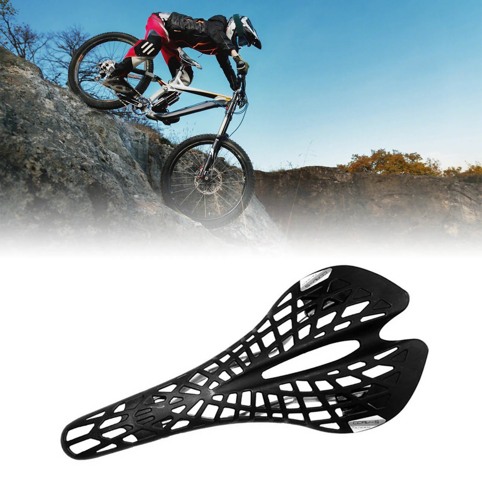 Bike Saddle Seat Cushion Ergonomic Shock Absorption Hollow Out Ultra Light Breathable Riding Equipment Bike Saddle Seat Qme