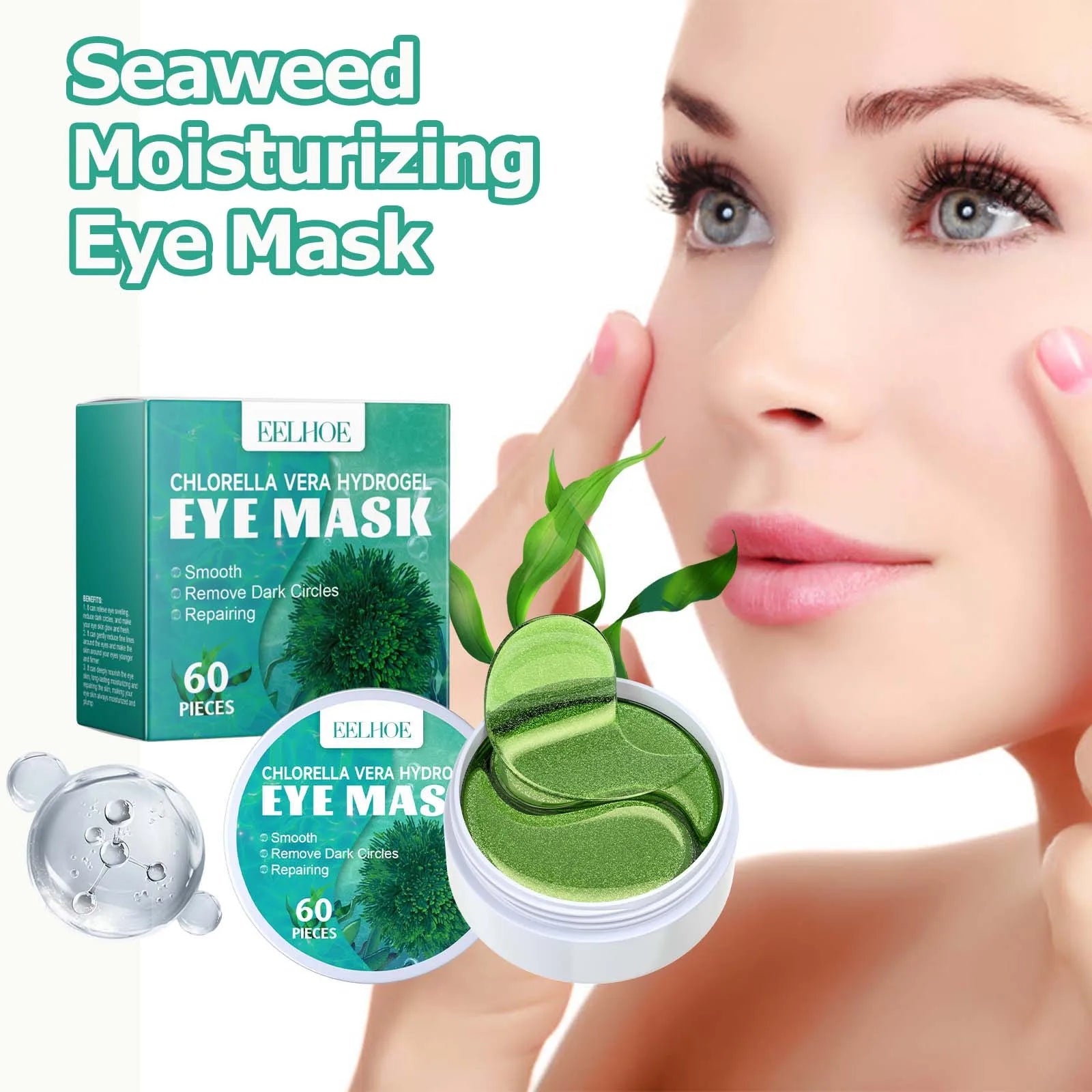 Seaweed Eye Mask Fade Dark Circles Eyes Bags Removal Firming Anti Puffiness Relieve Eye Fatigue Moisturizing Under Eye Patches Qme