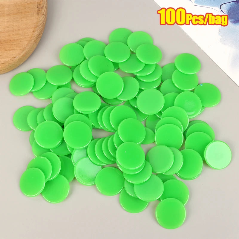 Math Learning Montessori Toy 100 X Plastic Poker Chips Bingo Chip Qme Green