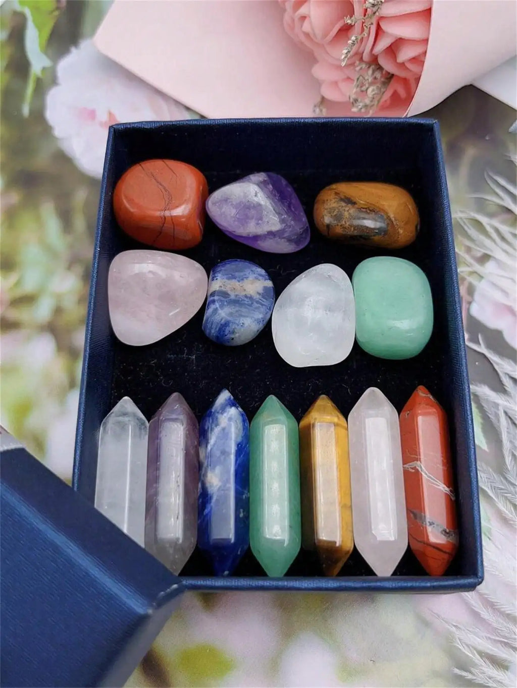 Natural Crystal Hexagonal Column Double Pointed 7-Piece Irregular Box Qme