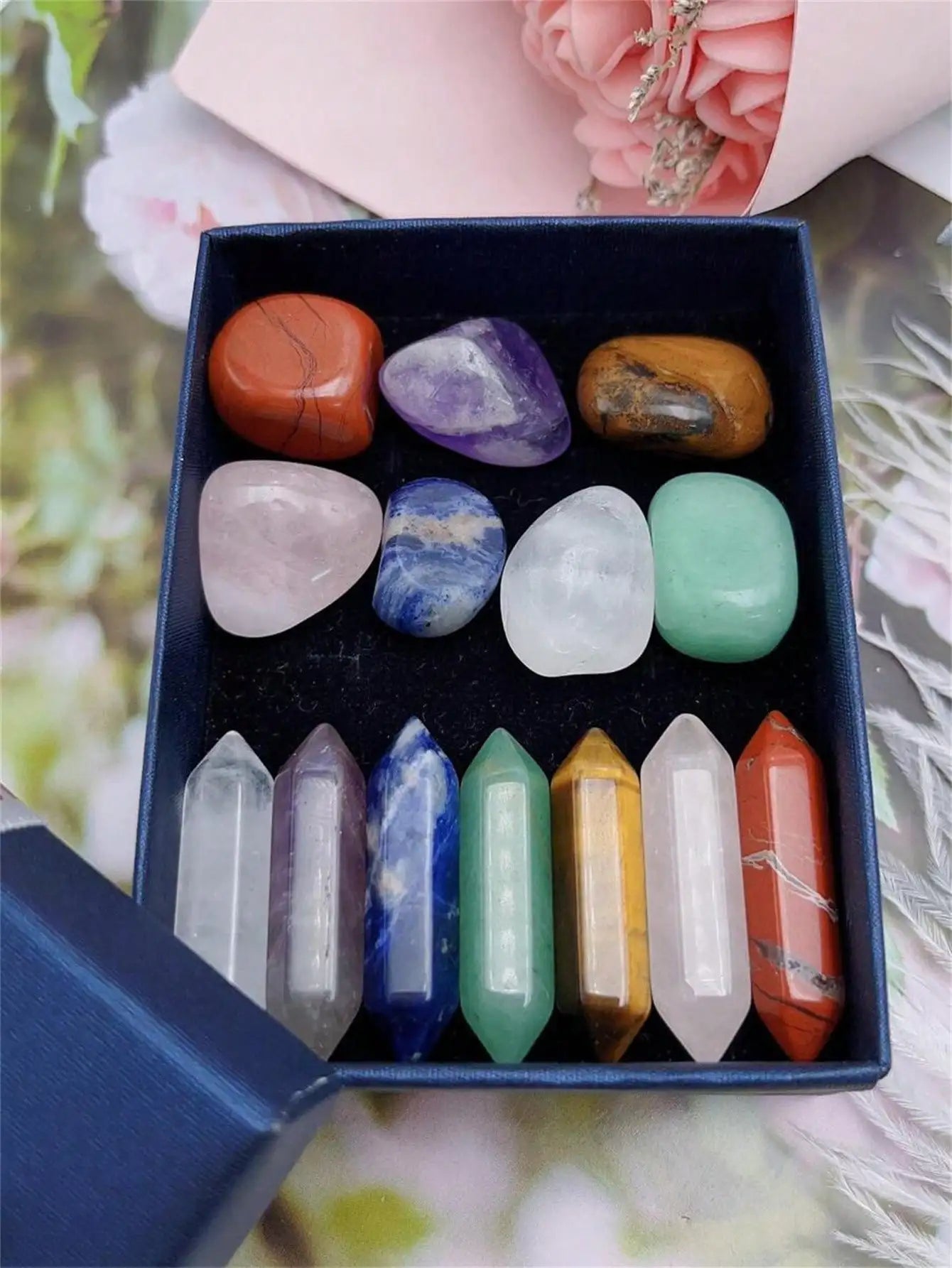 Natural Crystal Hexagonal Column Double Pointed 7-Piece Irregular Box Qme