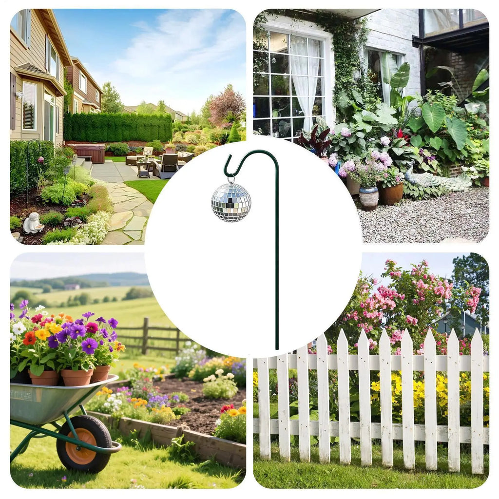 Plant Stake Pot Ornaments Disco Ball Planter Patio Lawn Walkway Home Qme