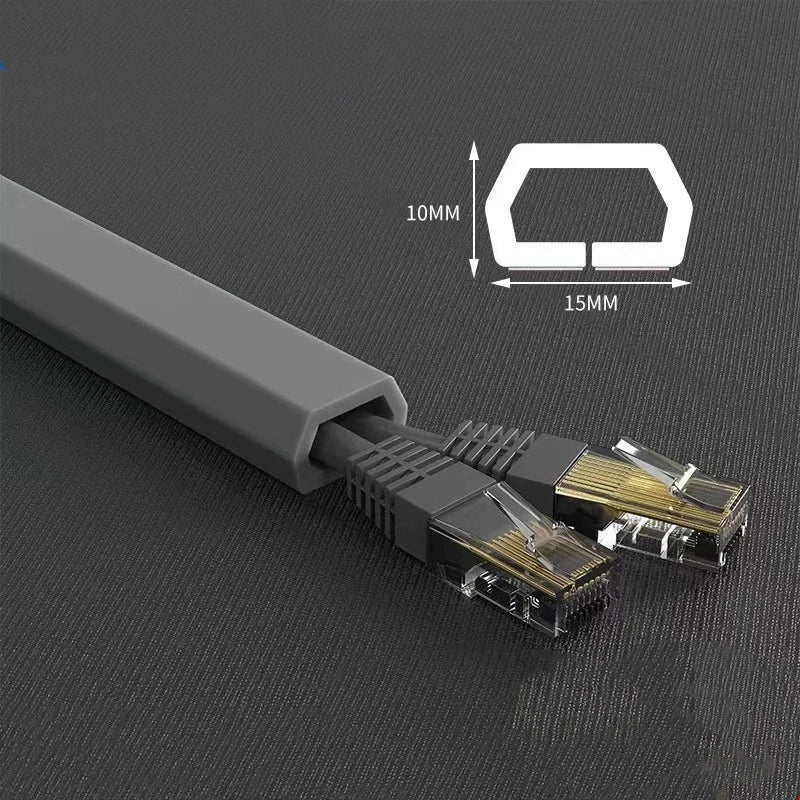 Arc Floor Cable Protector Invisible Flexible Cable Tray PVC Self-adhesive Anti-Step Protector Wire Organizer Home Decoration Qme grey-B 1m