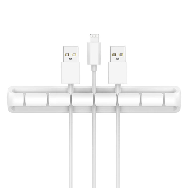 Desktop Charging Data Line Fixator Multiport Storage Line Tabletop Cable Organizer Smart Device Charging Wire For Mouse Cables Qme White 7 holes