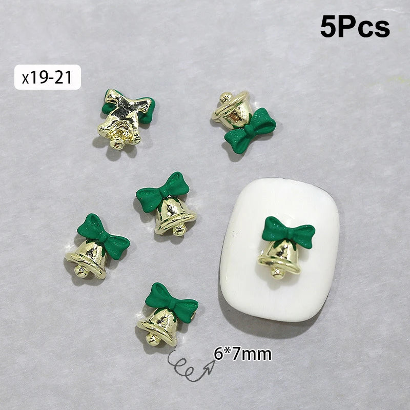 Christmas Alloy Nail Accessories Mini Colored Bow Bell Rhinestones Qme x19 21