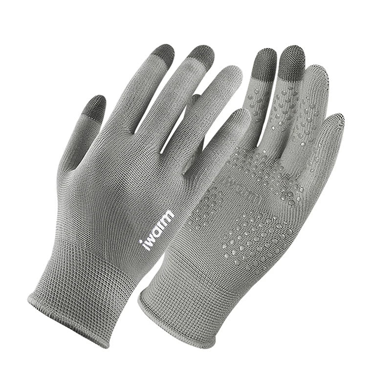 1Pair Anti-ultraviolet Outdoor Sports Running Glove Warm Touch Screen Qme grey-women