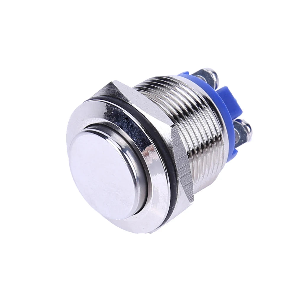 Silver 19mm 12V Waterproof Metal Car On Off Push Button Switch Qme